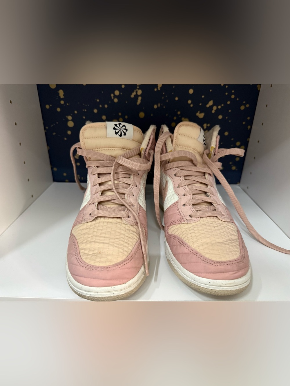 Nike High-Top Sneakers in Blush Pink and Cream - Picture 4 of 8